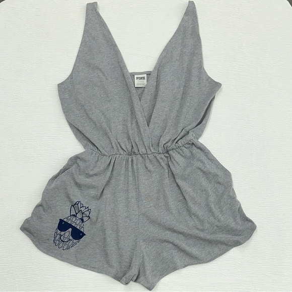 PINK Victoria's Secret Gray Romper with Pineapple Motif and pockets - Picture 6 of 6